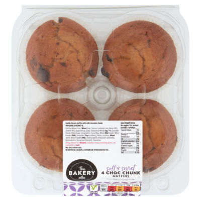 Asda chocolate chunk muffins 4 pack - British product