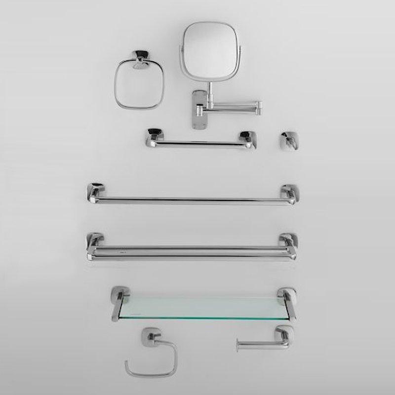 Robert Welch swing toilet roll holder with square design, imported from the UK