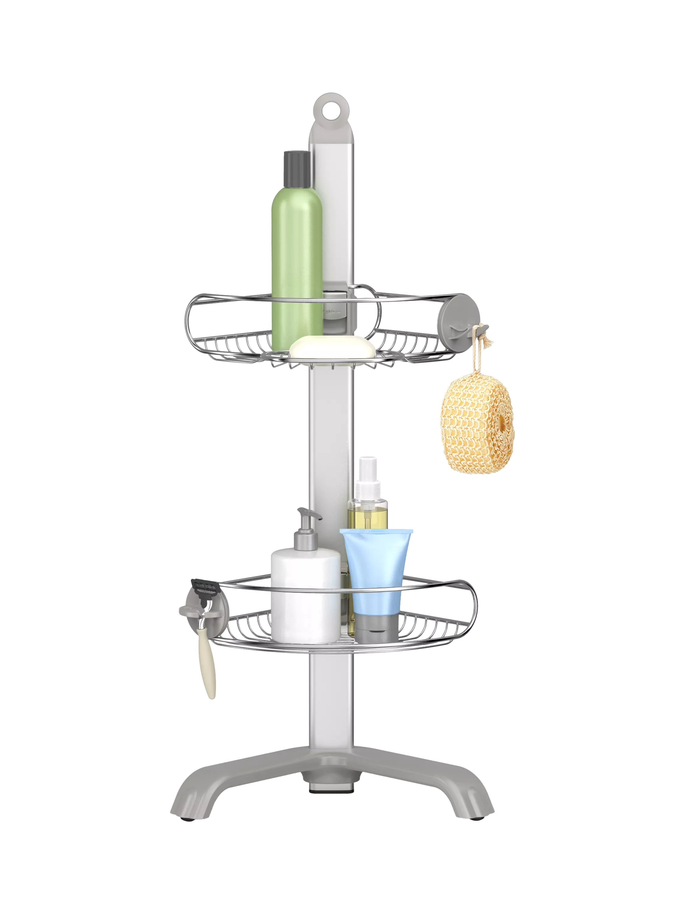 Simplehuman corrosion-resistant stainless steel corner shower caddy with adjustable shelves (British brand)