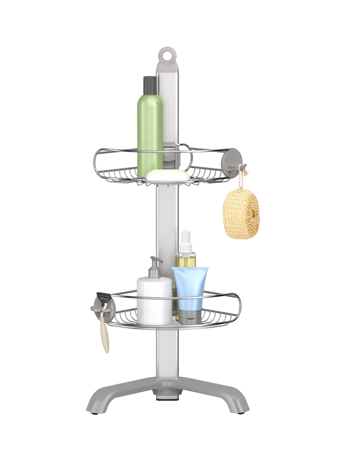 Simplehuman corrosion-resistant stainless steel corner shower caddy with adjustable shelves (British brand)