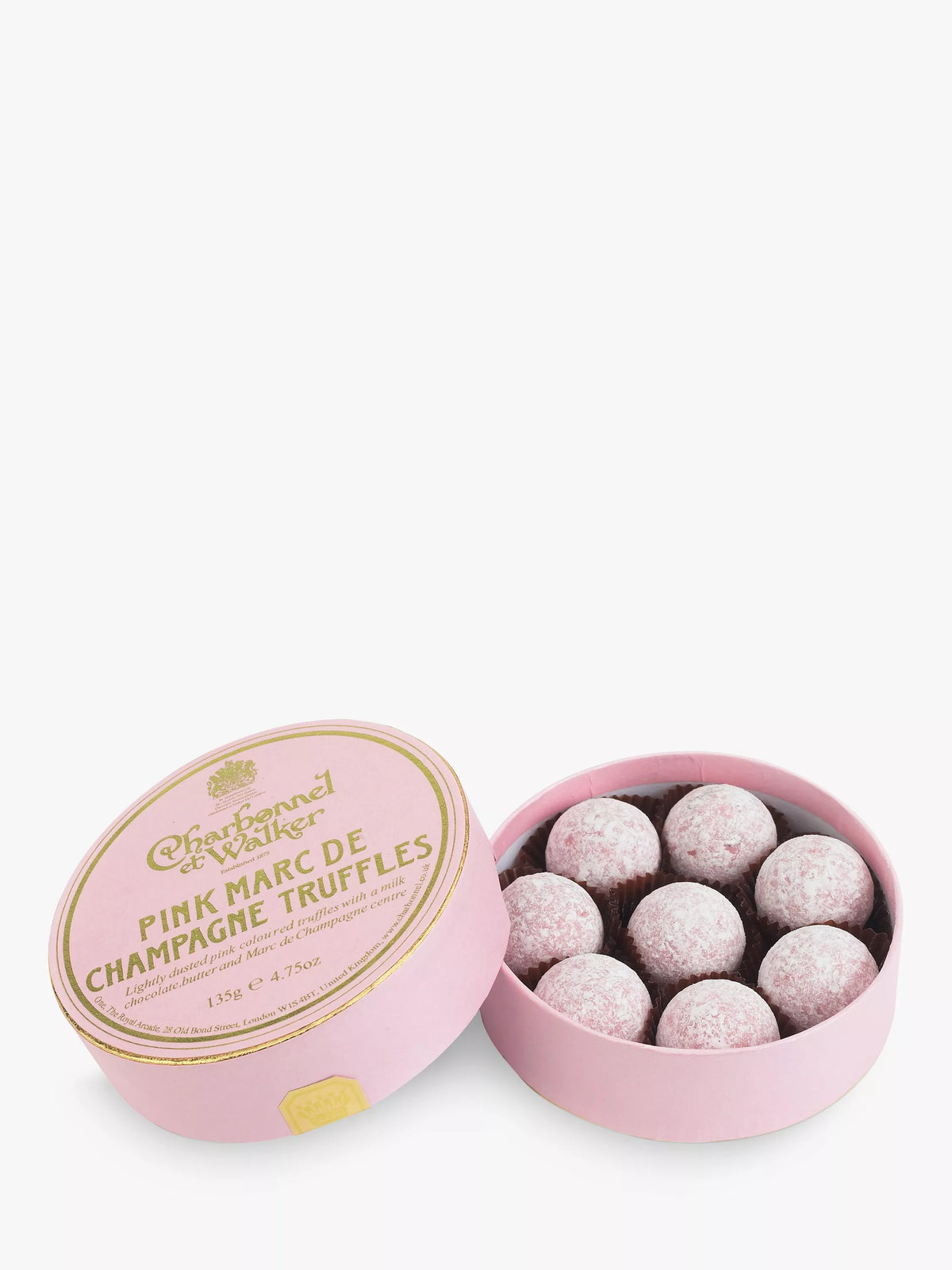 Charbonnel et Walker Pink Champagne chocolate truffles 135g - British product