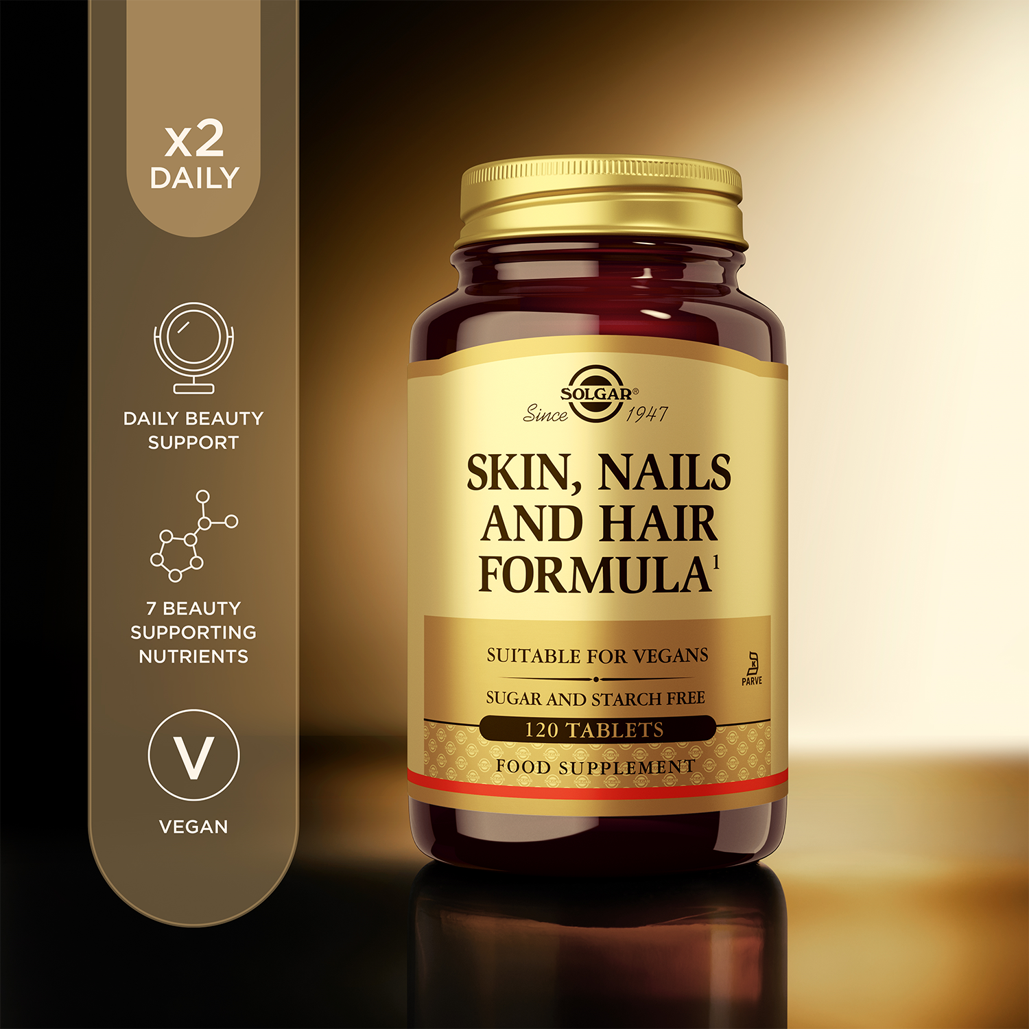 Skin Hair and Nails Support Supplement with Vitamin C and Zinc 120 Tablets