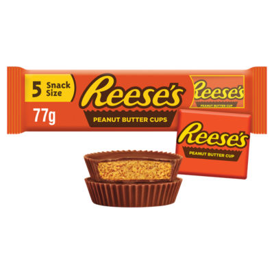 Reese's milk chocolate and peanut butter cups 77g, imported from the UK