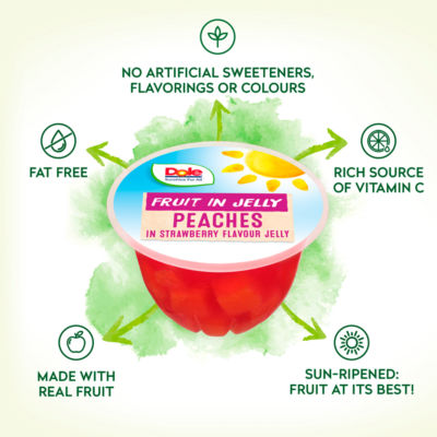 Dole peach jelly pot strawberry flavour 123g - British product