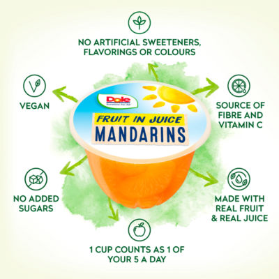 Dole mandarin in juice cups 4 x 113g - British product