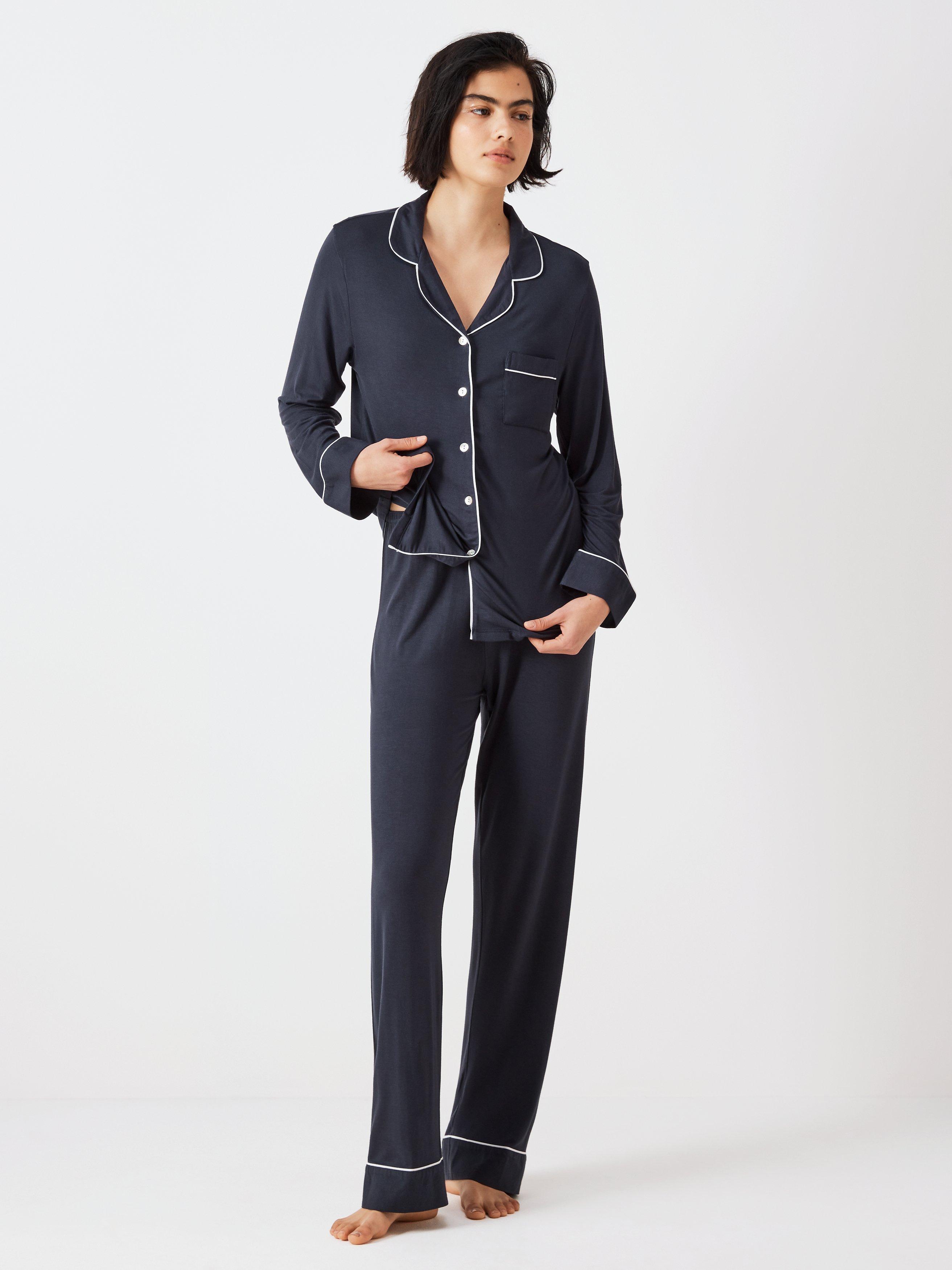 John Lewis modal pyjama set with straight fit bottoms and button-through top, UK version