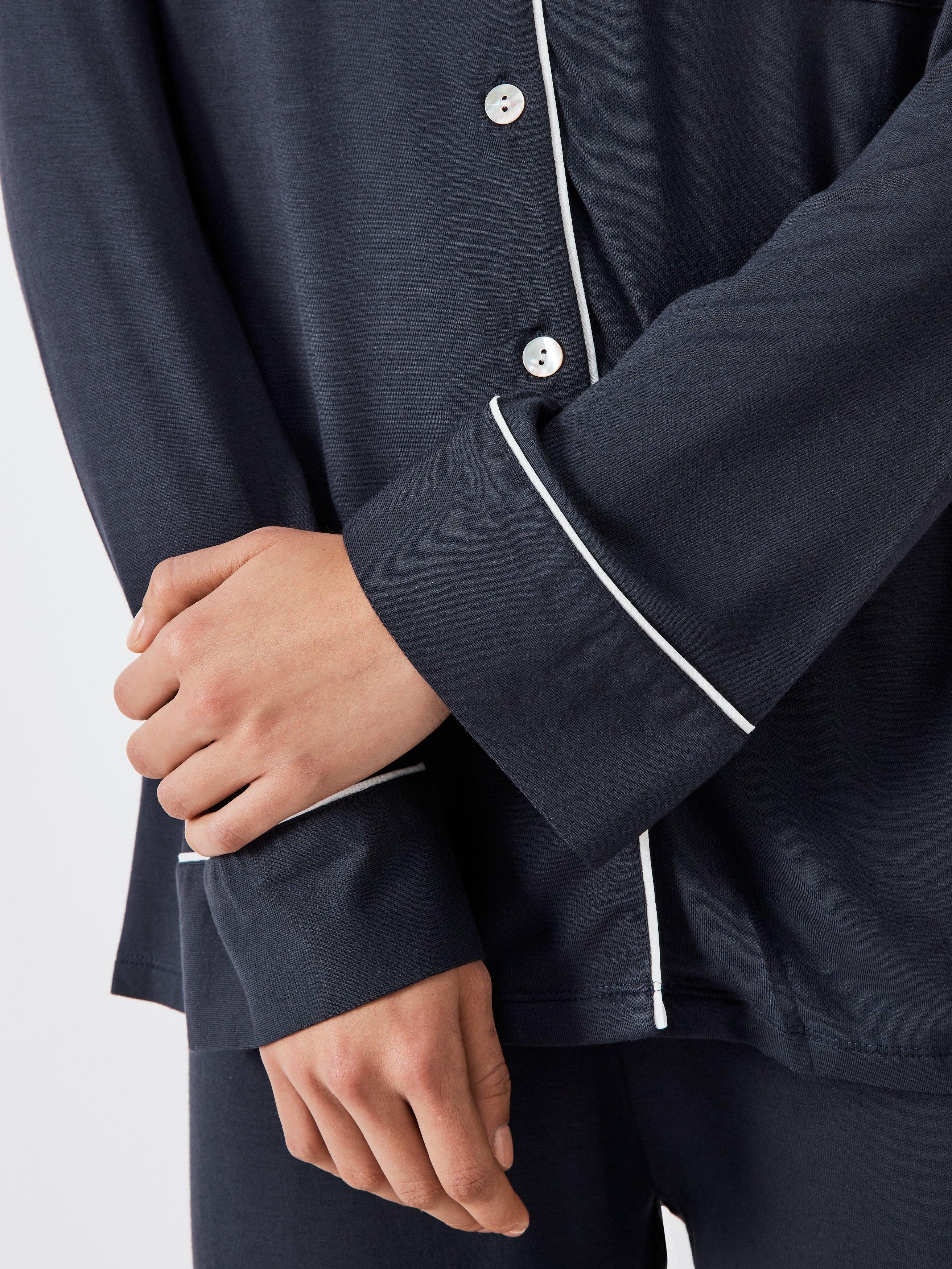 John Lewis modal pyjama set with straight fit bottoms and button-through top, UK version