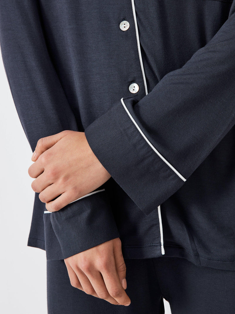 John Lewis modal pyjama set with straight fit bottoms and button-through top, UK version