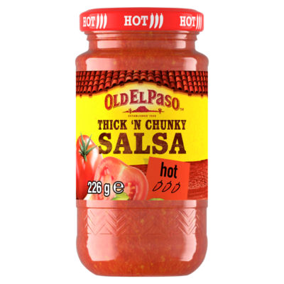 Old El Paso Thick N Chunky Hot Salsa 226g, imported from the UK