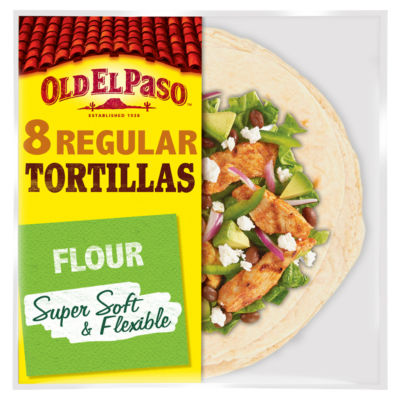 Old El Paso flour tortillas 326g pack, imported from the UK