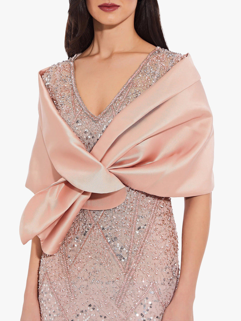 Mikado Pull-Through Wrap in Blush for Evening Wear
