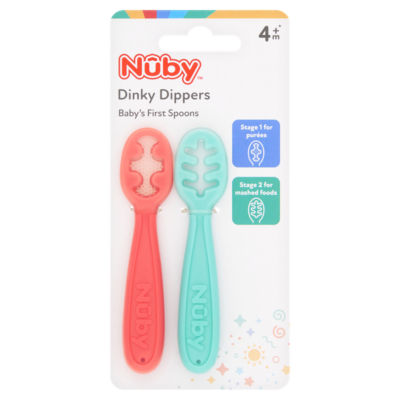 Nuby Dinky Dippers baby spoons 4+ months, imported from the UK