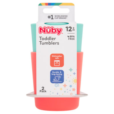 Nuby 2 Toddler Tumblers 12+ Months Toddler Drinking Cups
