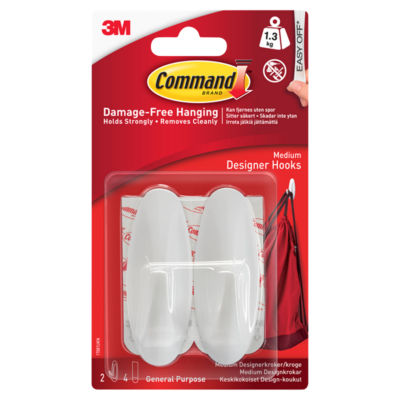 Command damage-free medium adhesive hooks 2 pack - British product
