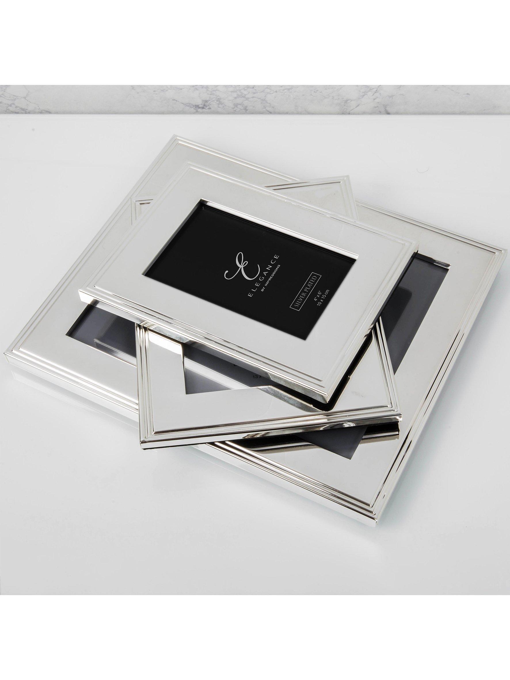 Elegance by Impressions silver plated ribbed photo frame - British product