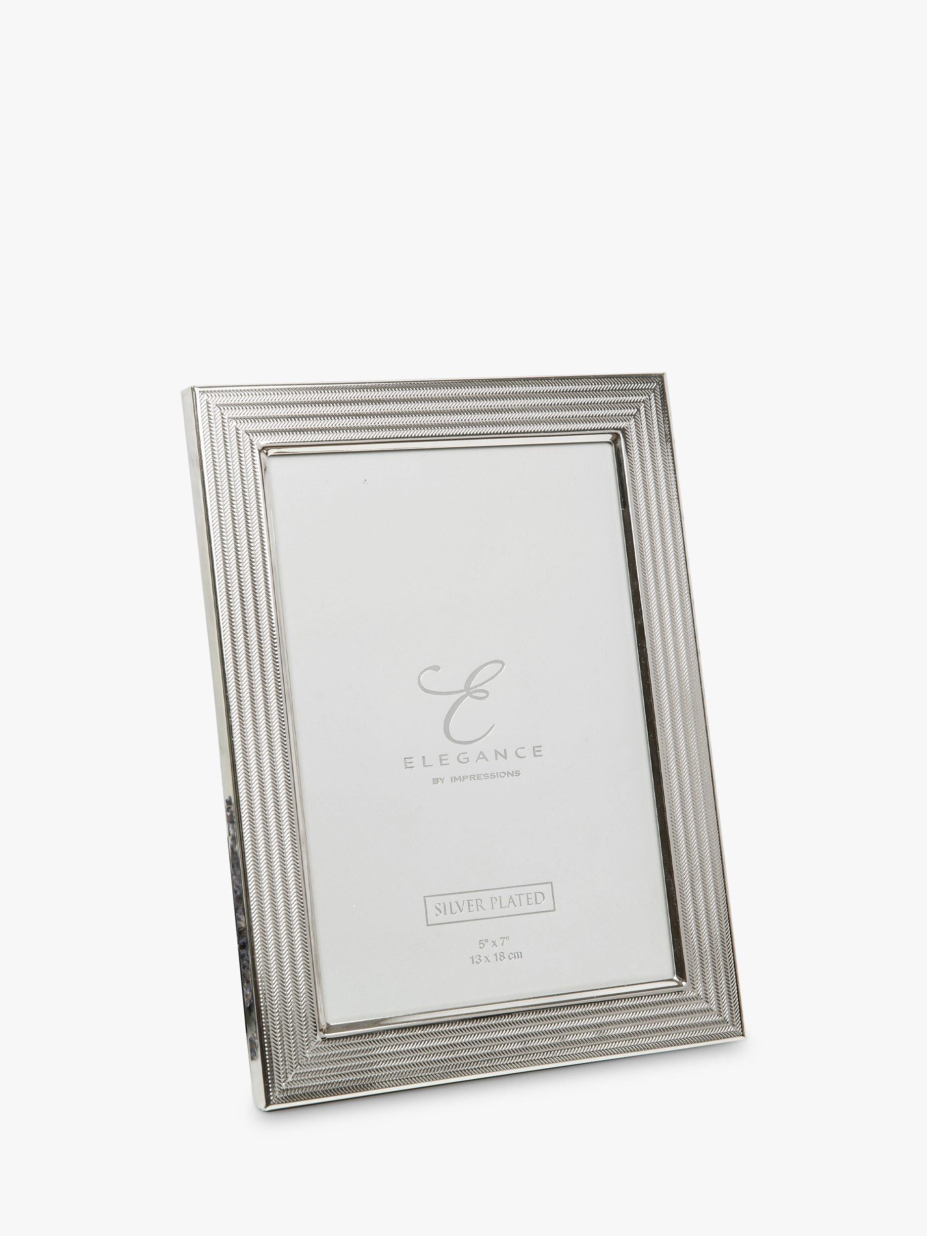 Elegance by Impressions herringbone silver plated photo frame - British product