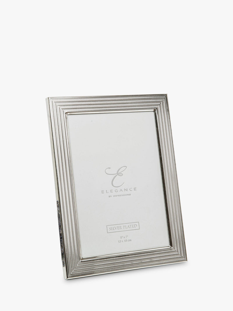 Elegance by Impressions herringbone silver plated photo frame - British product