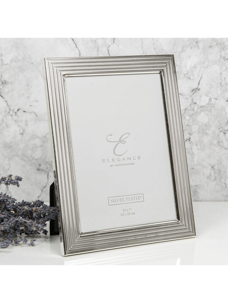 Elegance by Impressions herringbone silver plated photo frame - British product