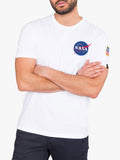 Men's Short Sleeve Crew Neck T-Shirt with Chest Patch and Reflective Print