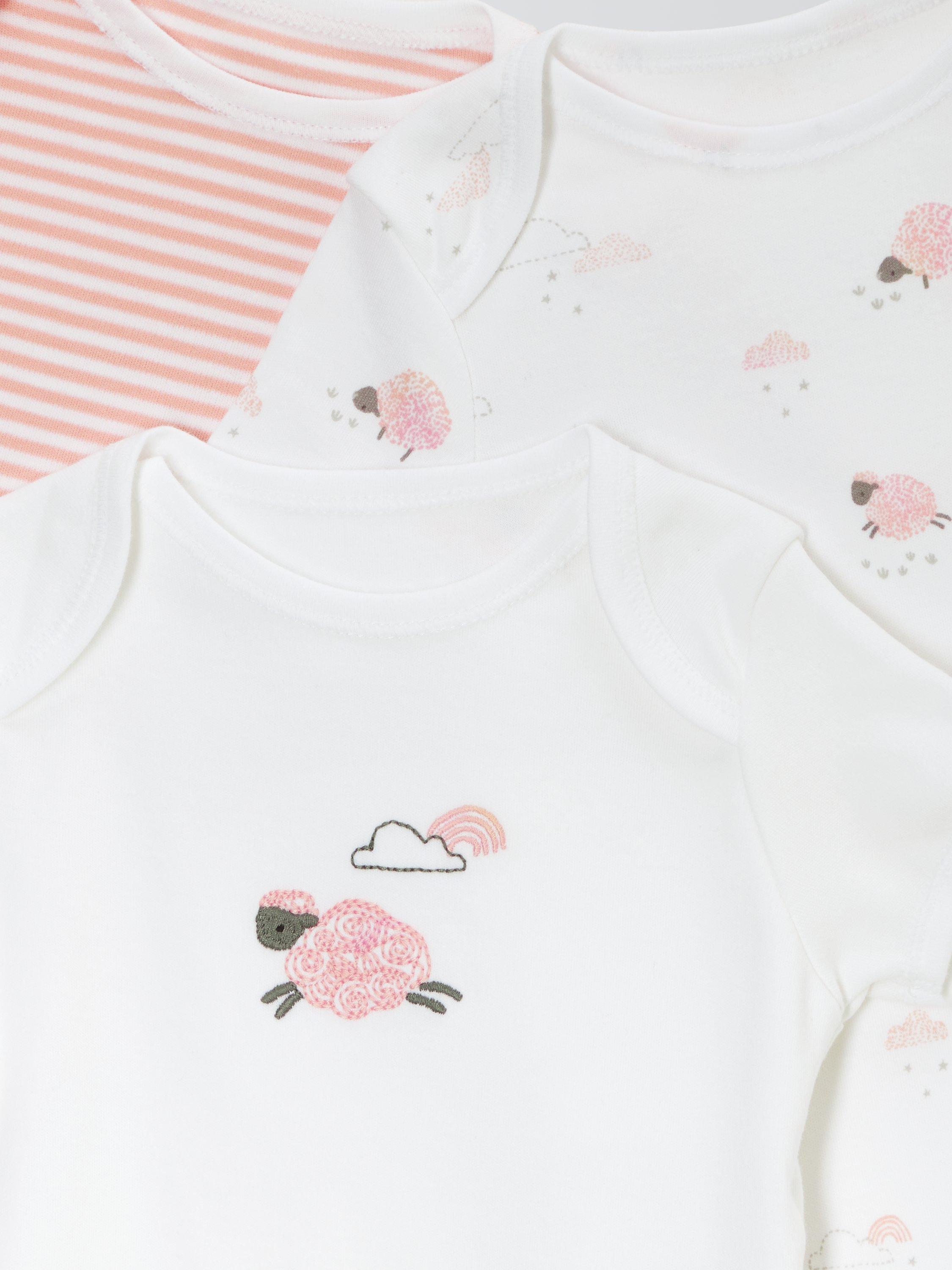 John Lewis baby bodysuits sheep/stripe short sleeve pack of 3, UK version