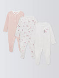 John Lewis Baby Sheep Long Sleeve Sleepsuits Pink, UK version
