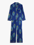 Their Nibs satin pyjama set with peacock feather print (British brand)