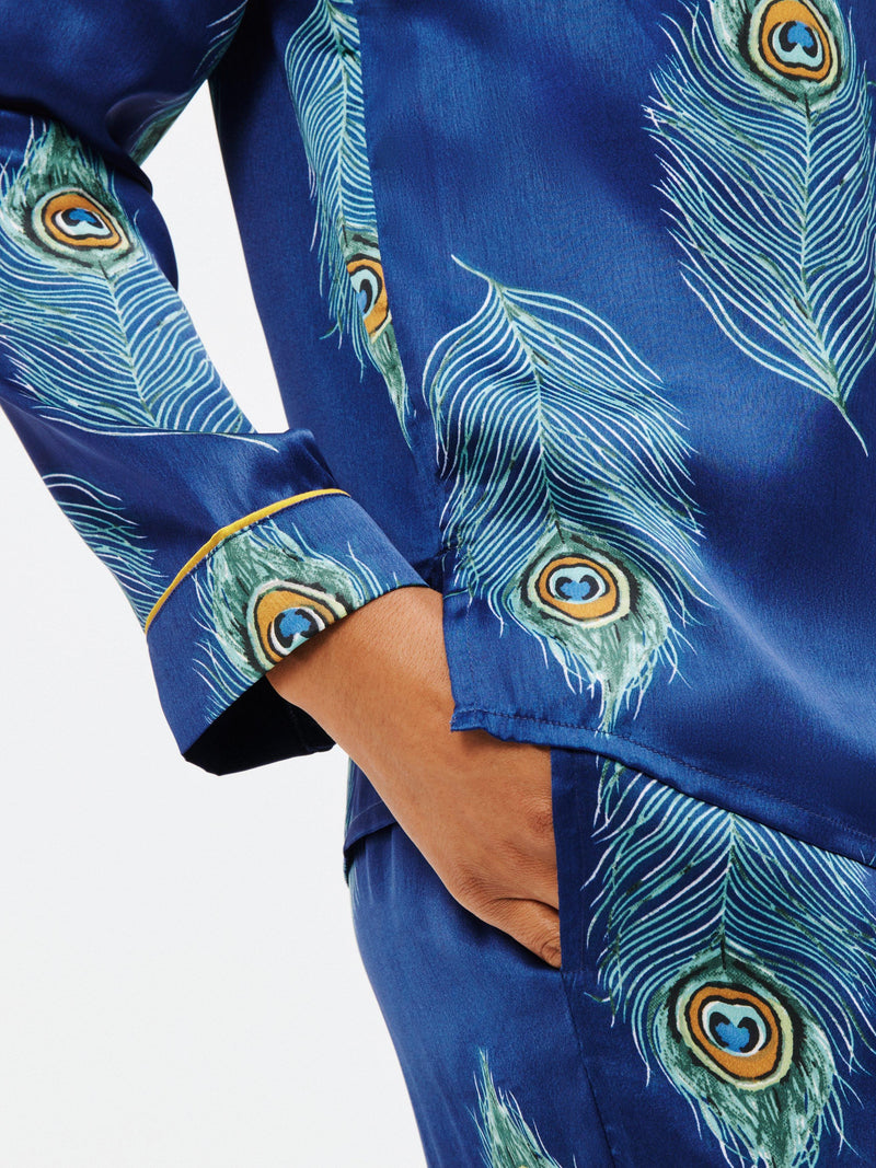 Their Nibs satin pyjama set with peacock feather print (British brand)