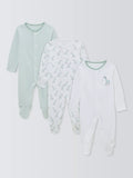 John Lewis Baby Giraffe & Stripe Sleepsuit, Pack of 3, Multi - McGrocer
