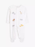 John Lewis Baby Safari Animal Velour Sleepsuit, Cream - McGrocer
