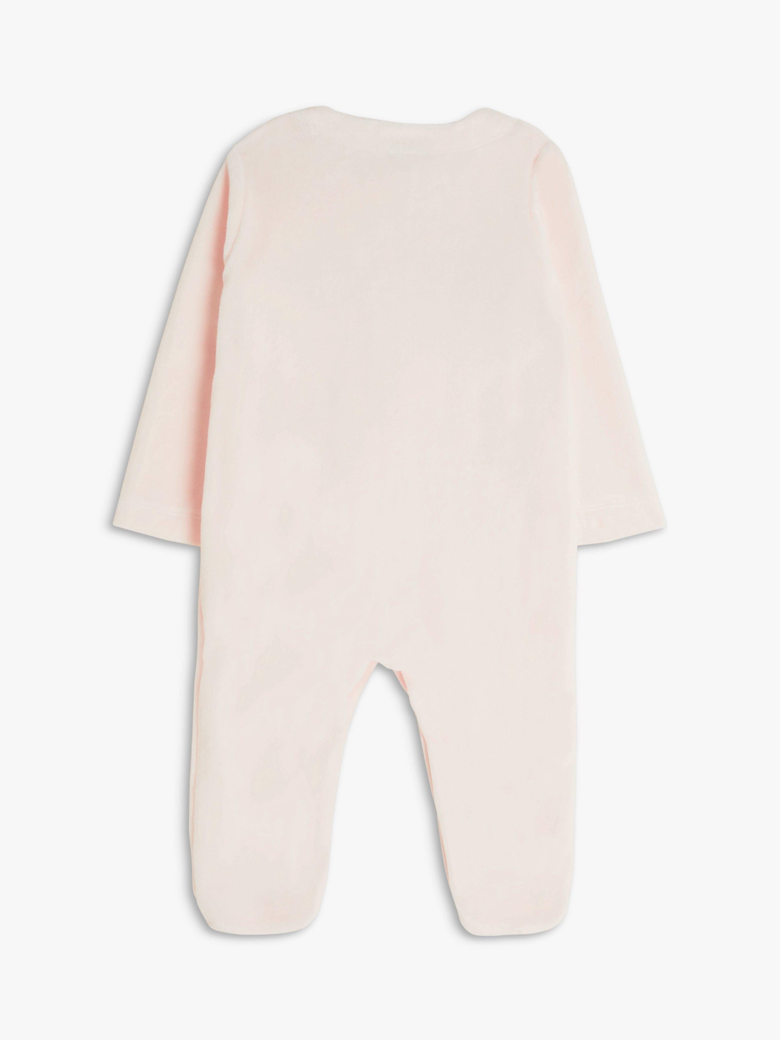 John Lewis baby sheep velour sleepsuit in pink, UK version