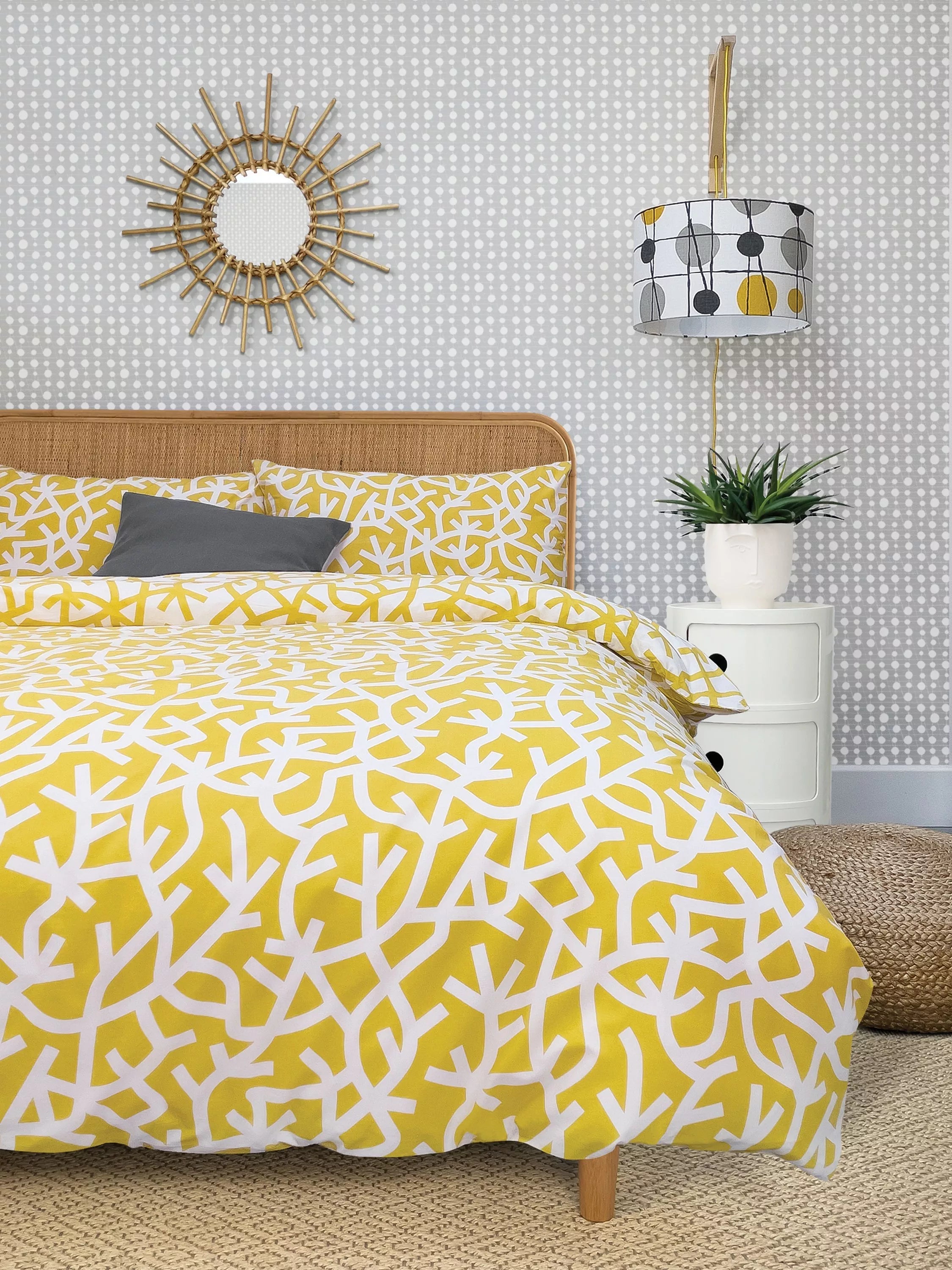 Mini Moderns A Forest duvet cover set in mustard, imported from the UK