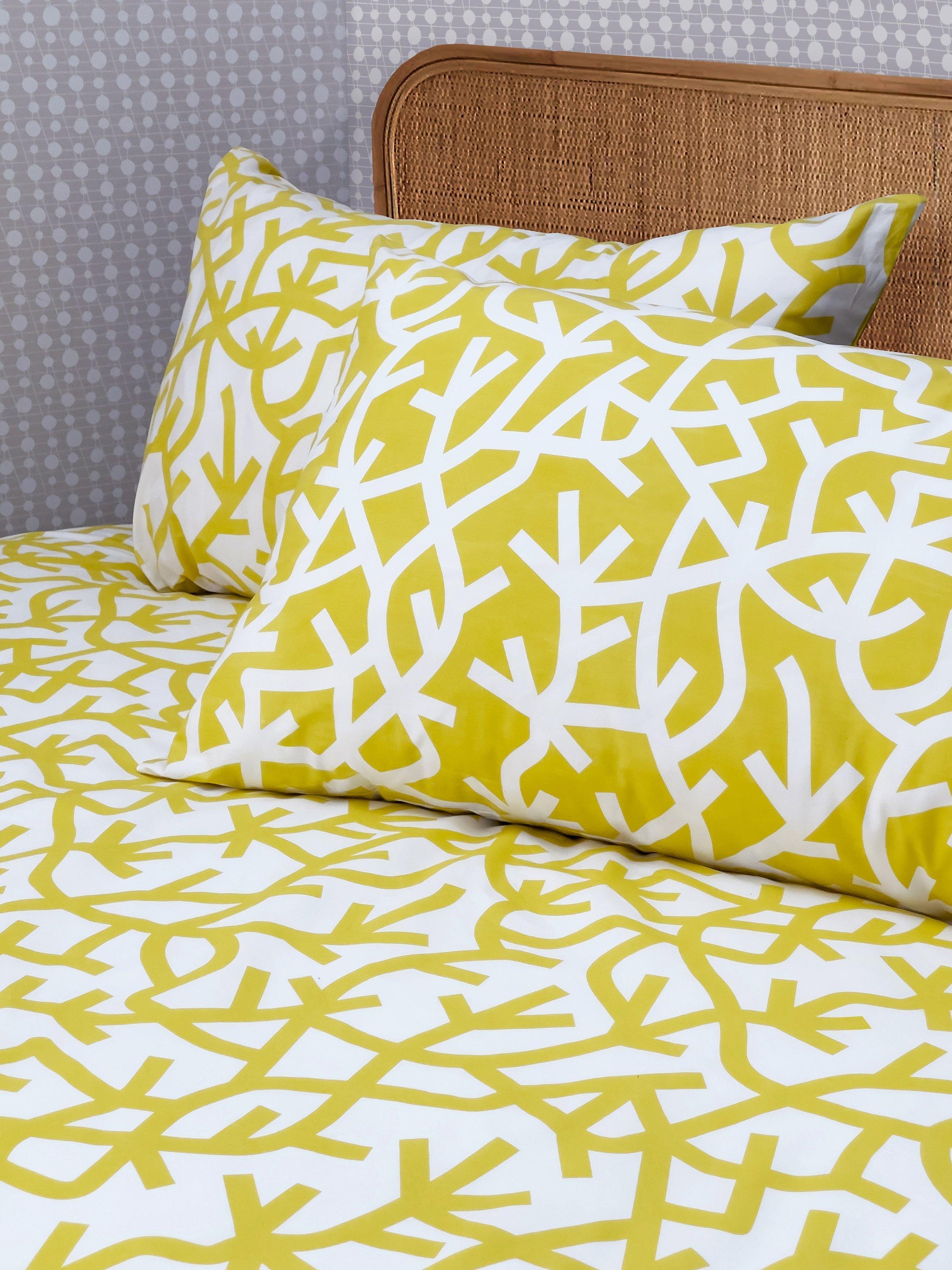 Mini Moderns A Forest duvet cover set in mustard, imported from the UK