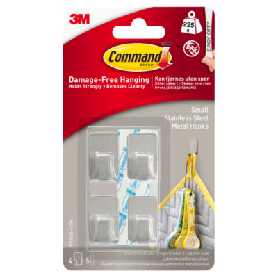 Command Small Stainless Steel Adhesive Hooks - British product