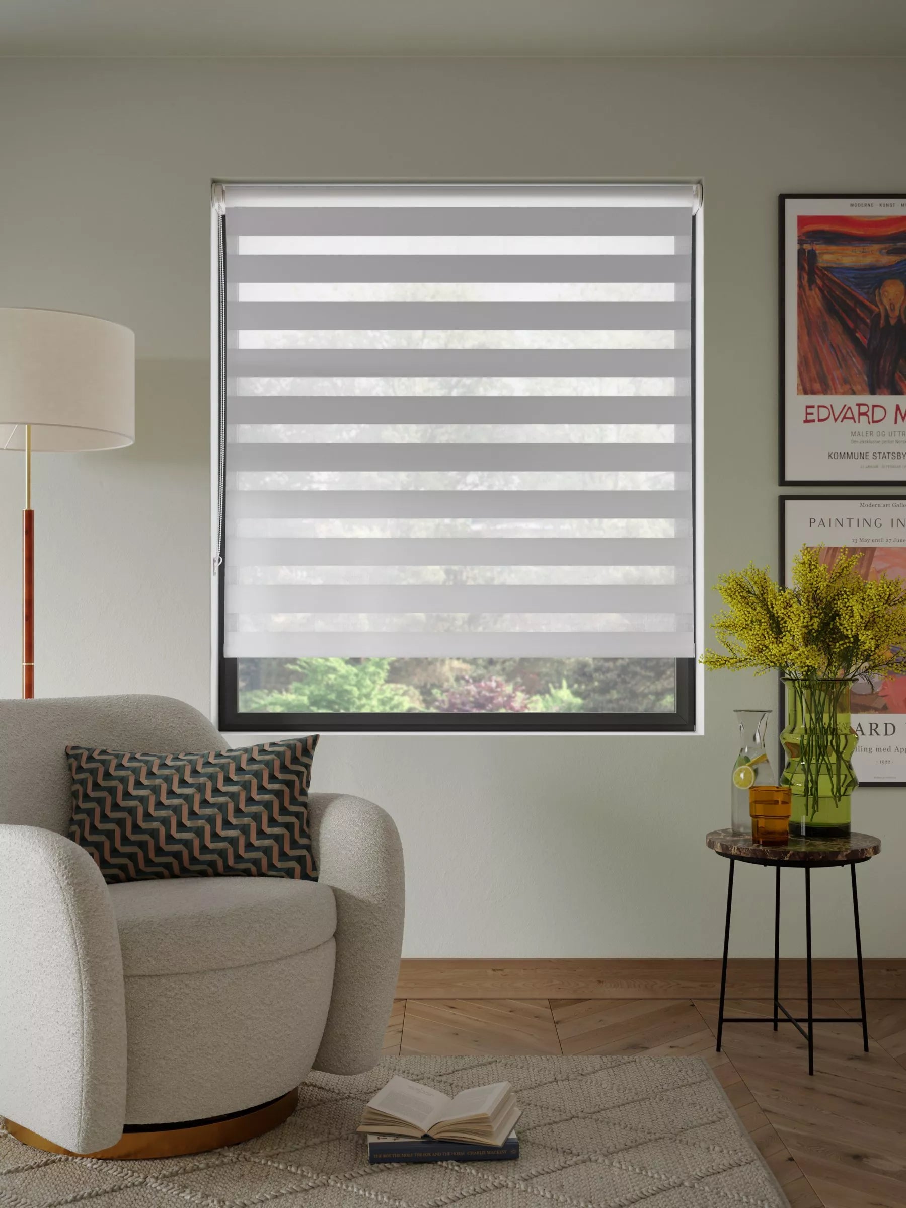 John Lewis day and night roller blind in white, UK version