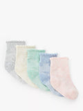 John Lewis Baby Pretty Heart Embroidered Organic Cotton Blend Socks, Pack of 5, Multi - McGrocer