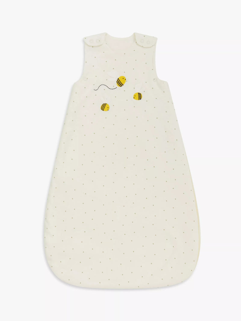 John Lewis Spotty Bee Baby Sleeping Bag, 2.5 Tog, Natural