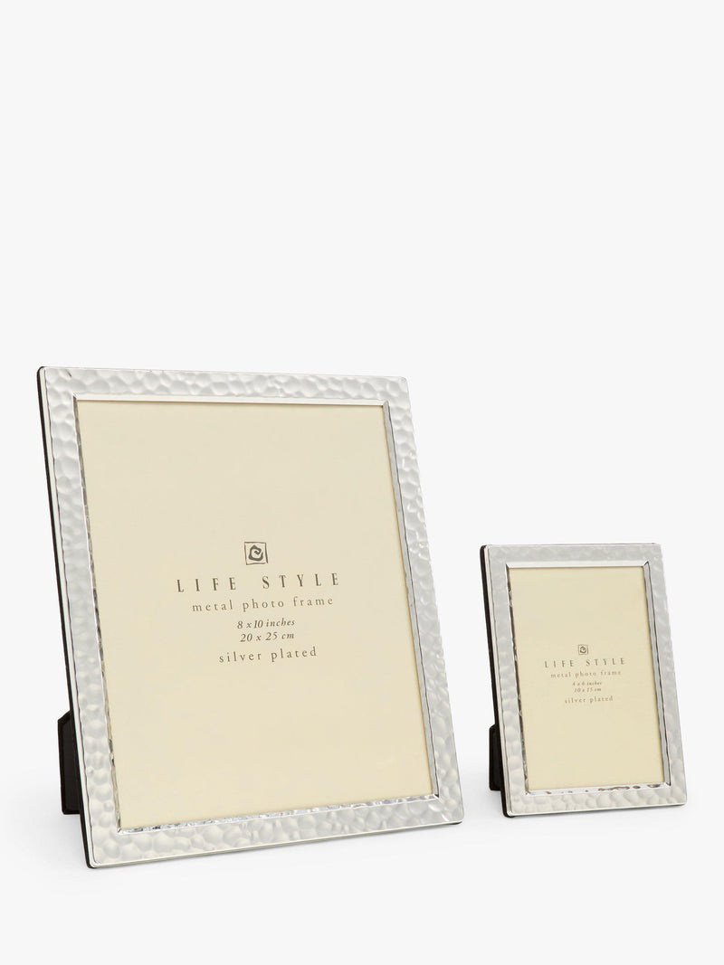 John Lewis silver plated hammered metal photo frame, UK version
