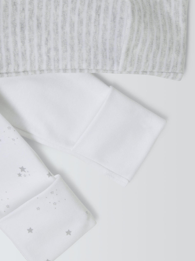 John Lewis baby cotton star print sleepsuits white pack of 3, UK version