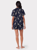 Chelsea Peers giraffe print shorts pyjama set in navy - British product