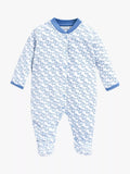 JoJo Maman Bébé Baby Little Elephant Print Sleepsuit, Blue - McGrocer