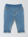 John Lewis baby ribbed waist elasticated jeans in blue, UK version