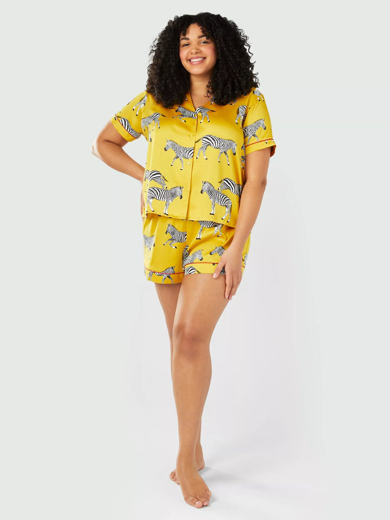 Chelsea Peers Curve Zebra Short Shirt Satin Pyjama Set - McGrocer