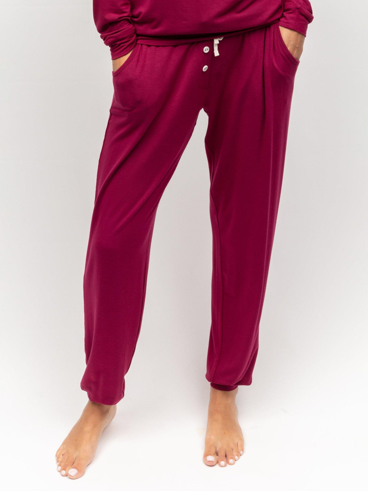 Modal-Blend Jersey Pyjama Bottoms with Adjustable Drawstring and Side Pockets