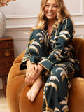 Fable & Eve Pimlico Palm Print Pyjama Set, Emerald Green - McGrocer