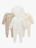 Purebaby Organic Cotton Sleepsuits Pack of 4, imported from the UK