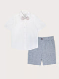Monsoon Kids' Smart Shirt, Stripe Shorts & Bow Tie Set, Blue/White - McGrocer