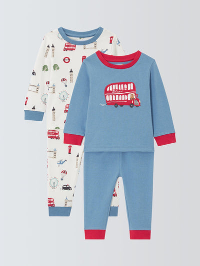Kids Cotton Pyjamas with London Print, Pack of 2