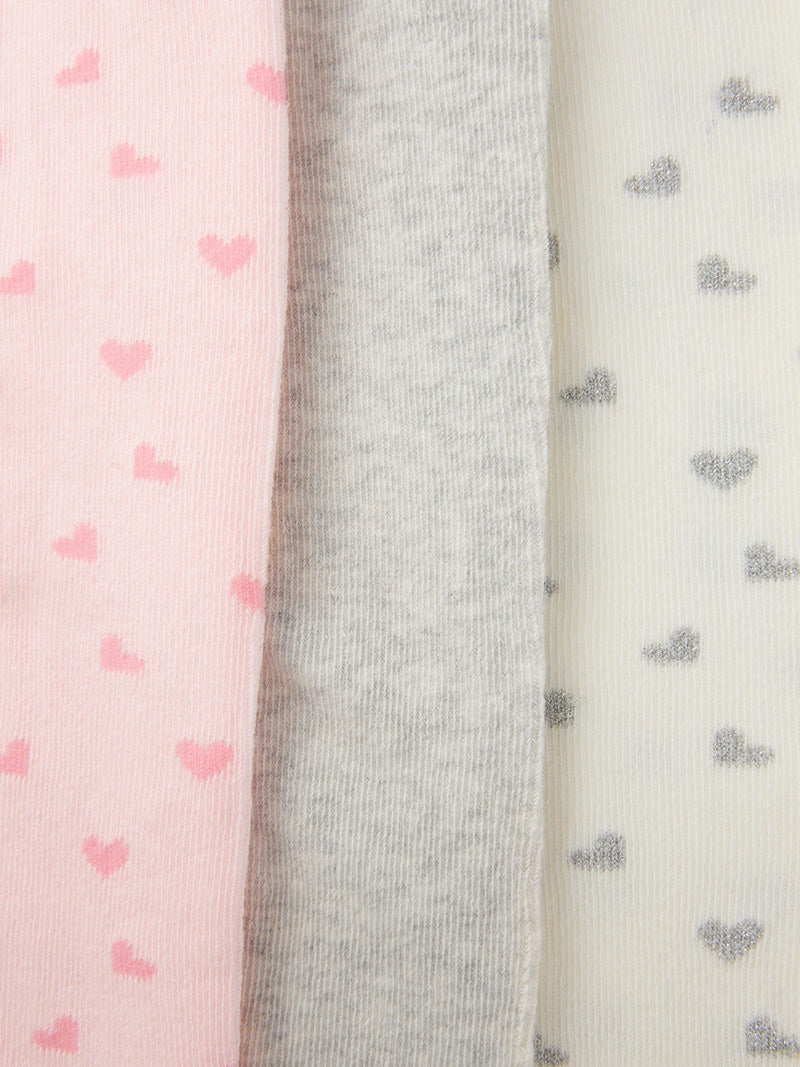 John Lewis baby rib heart tights in assorted designs, pack of 3, UK version