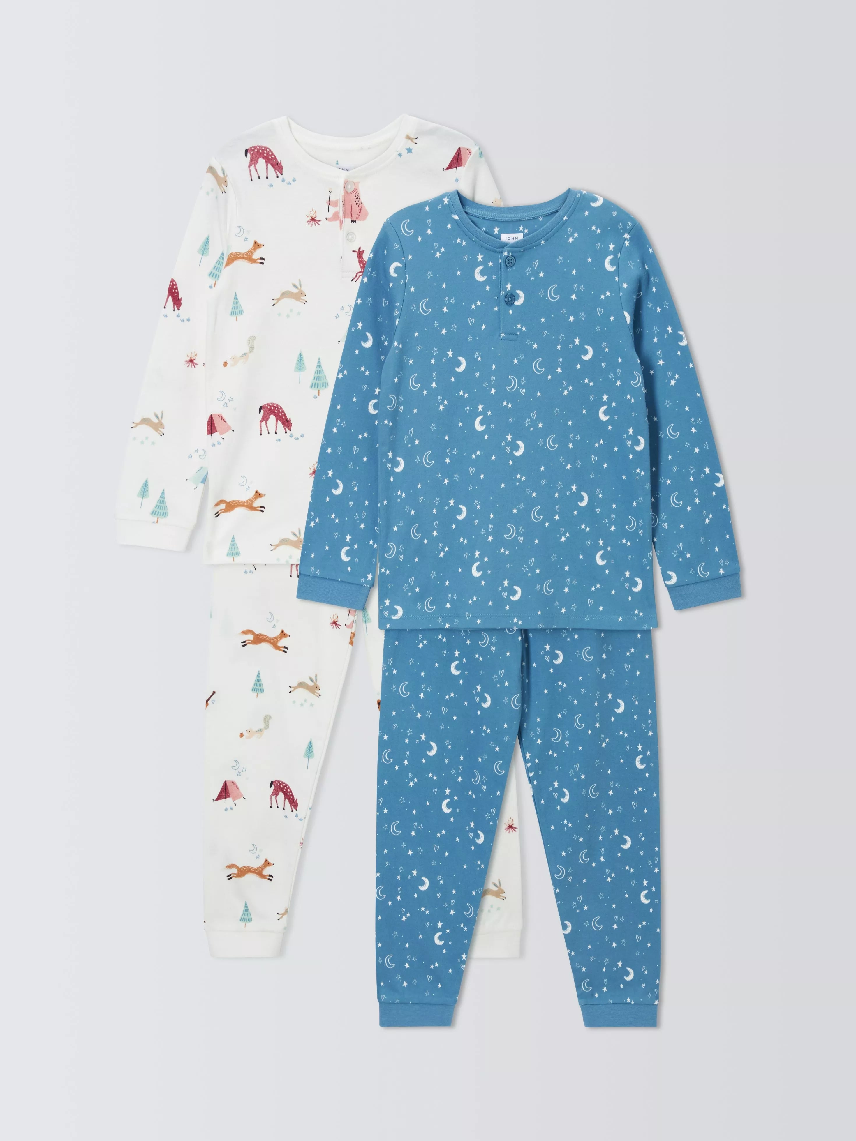 John Lewis Kids' Camping Bears Pyjamas, Pack of 2, Multi - McGrocer