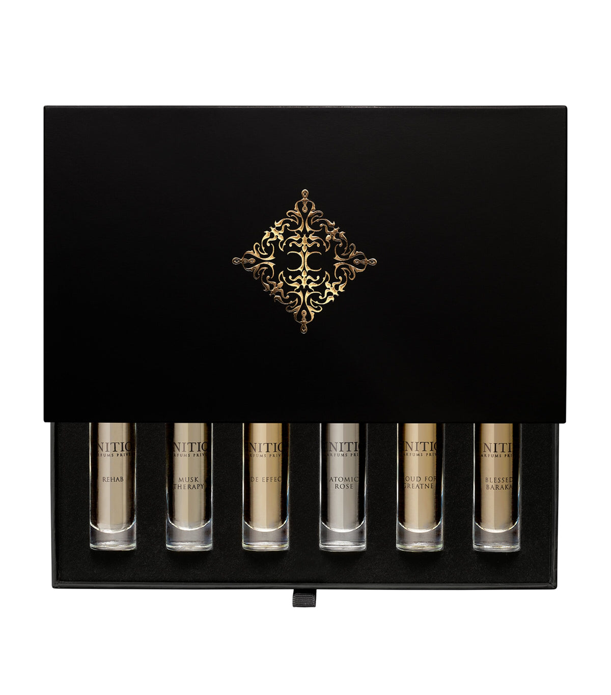 Initio Parfums Privés fragrance discovery set with Oud For Greatness and Atomic Rose, 6 x 10ml, UK version